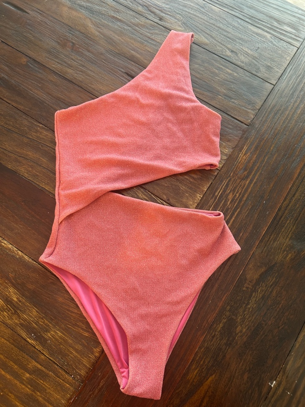 Beach Riot Pink Shimmer One-Shoulder Swimsuit